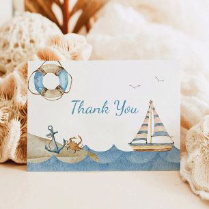 Carte De Remerciements Baby shower Nautical Boy