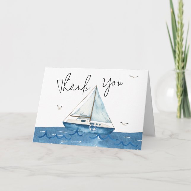 Carte De Remerciements Baby shower nautique (Devant)