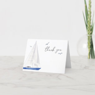 Carte De Remerciements Baby shower nautique minimal Ahoy Boy's