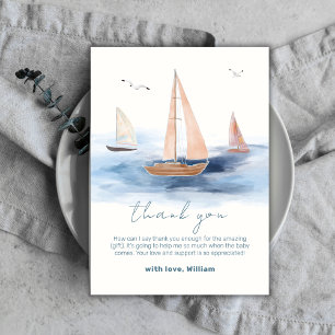 Carte De Remerciements Baby shower nautique minimaliste neutre