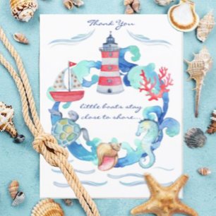 Carte De Remerciements Baby shower Nautique Neutre Sexe Aquarelle