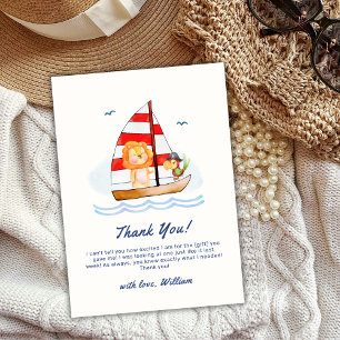 Carte De Remerciements Baby shower Nautique Wild Lion