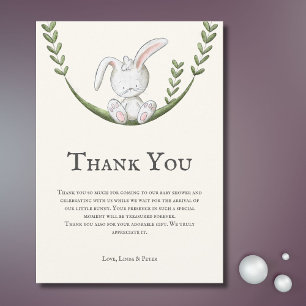Carte De Remerciements Baby shower Neutre Bunny Moderne Cute