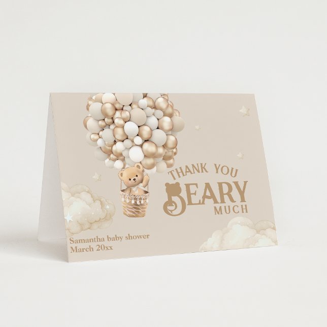 Carte De Remerciements Baby shower neutre d'attente de l'ours en peluche (Créateur téléchargé)