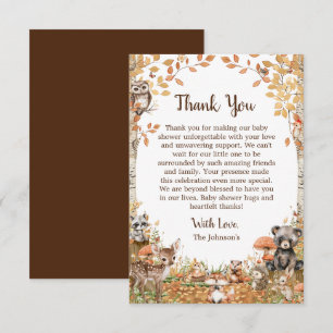 Carte De Remerciements Baby shower neutre de forêt rustique