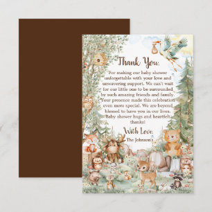 Carte De Remerciements Baby shower Neutre forestier