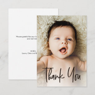 Carte De Remerciements Baby Shower Note Petit Format Photo Personnalisée 