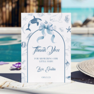 Carte De Remerciements Baby Shower Océan Bleu Ludique pour la Vie Marine