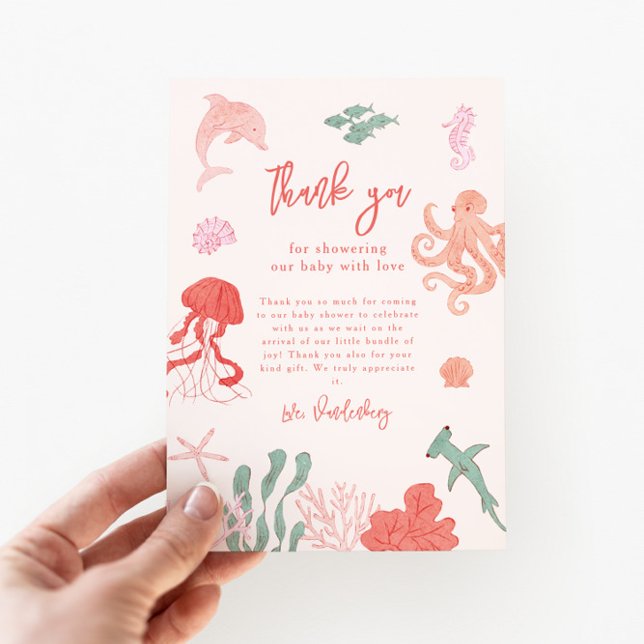 Carte De Remerciements Baby shower Ocean Girl (Créateur téléchargé)