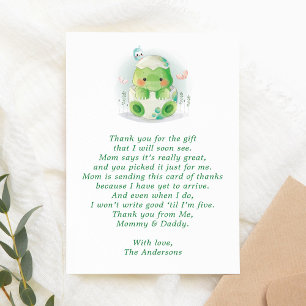 Carte de remerciements Baby shower Oeuf Dinosaur