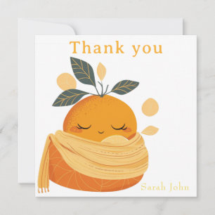 Carte De Remerciements baby shower orange cuite