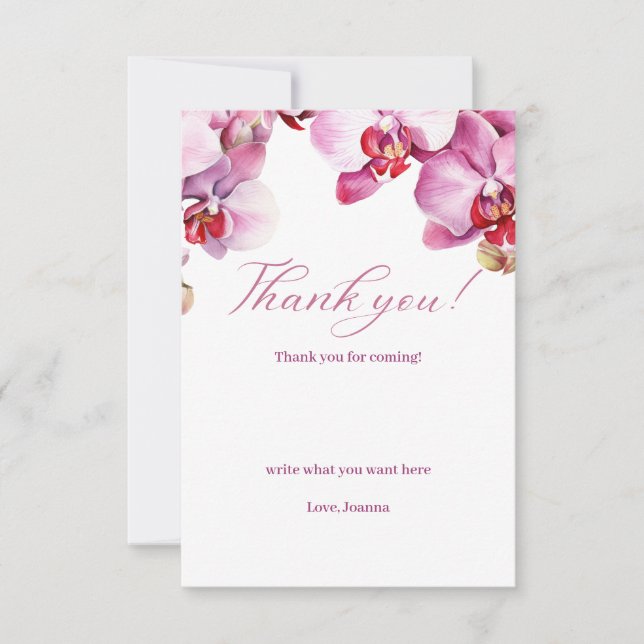 Carte de remerciements Baby shower orchidée (Devant)