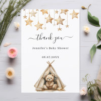 Baby shower ours en peluche étoiles tente beige