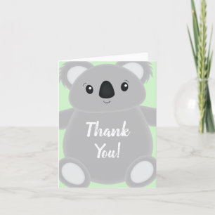 Carte De Remerciements Baby shower Ours Koala Vert