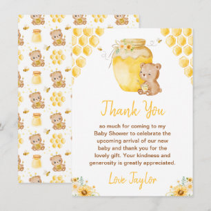 Carte De Remerciements Baby Shower Ourson au Miel