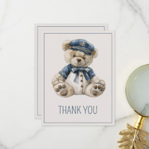 Carte De Remerciements Baby shower ourson bleu marin mignon