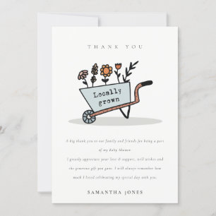 Carte De Remerciements Baby shower Panier Floral Bleu Cultivé Localement