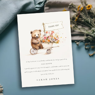 Carte De Remerciements Baby shower Panier Floral Teddy Cute Localement Cu