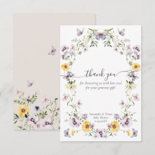 Carte De Remerciements Baby shower papillon Fleur sauvage