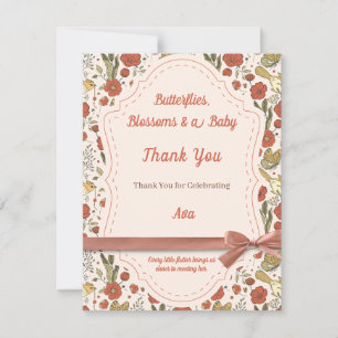Carte De Remerciements Baby Shower Papillons & Fleurs Poétique Floral