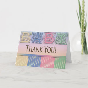 Carte de remerciements Baby shower Pastel