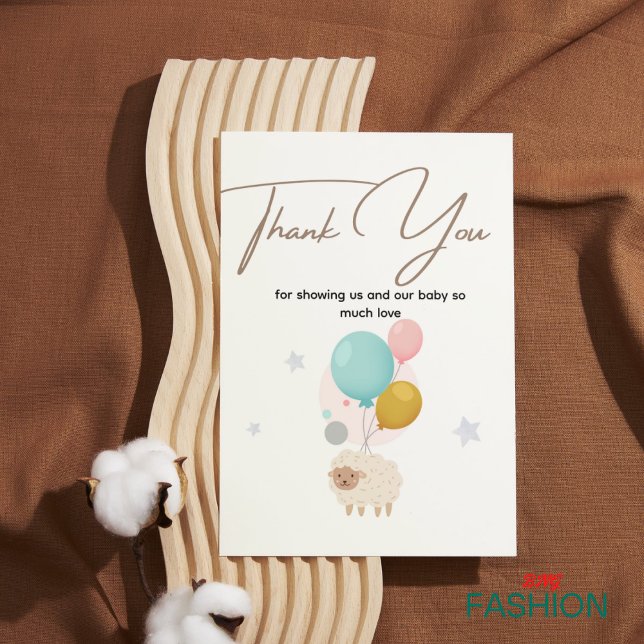 Carte De Remerciements Baby shower pastel minimal | Design moderne et agr (Créateur téléchargé)