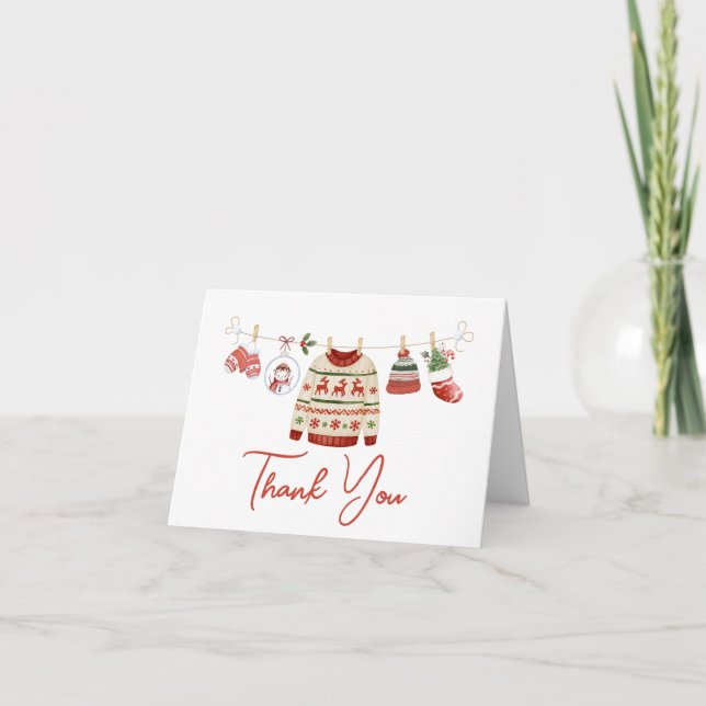 Carte De Remerciements Baby shower Père Noël de Noël (Devant)