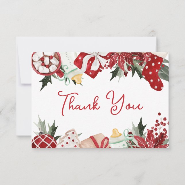 Carte De Remerciements Baby shower Père Noël de Noël (Devant)