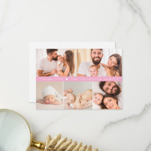 Carte De Remerciements Baby Shower personnalisé avec collage de photos ro