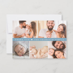 Carte De Remerciements Baby Shower personnalisé en bleu poussiéreux Colla