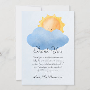 Carte De Remerciements Baby shower Petit Soleil