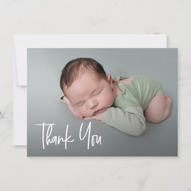 Carte De Remerciements Baby shower photo personnalisé de gestion moderne (Devant)