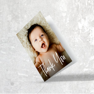 Carte De Remerciements Baby shower photo personnalisé de gestion moderne