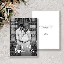 Carte De Remerciements Baby shower photo personnalisé de script moderne