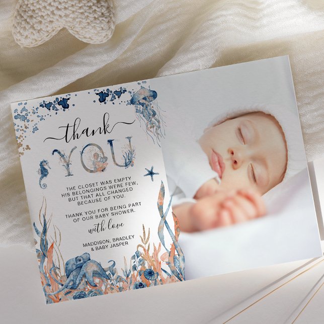 Carte De Remerciements Baby shower photo sous-marin (Créateur téléchargé)