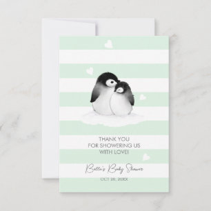 Carte De Remerciements Baby shower Pingouin mignon