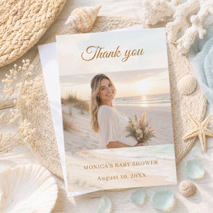 Carte De Remerciements Baby Shower plage côtière photo d'été