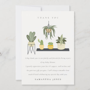 Carte De Remerciements Baby shower Plante Succulent à pois mou