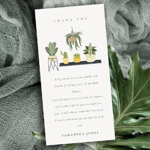 Carte De Remerciements Baby shower Plante Succulent à pois mou