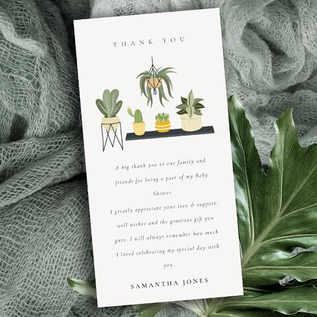 Carte De Remerciements Baby shower Plante Succulent à pois mou (Créateur téléchargé)