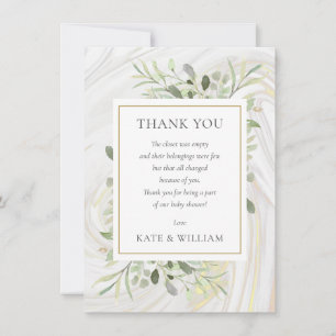 Carte De Remerciements Baby shower Poème Printemps Feuille verdure