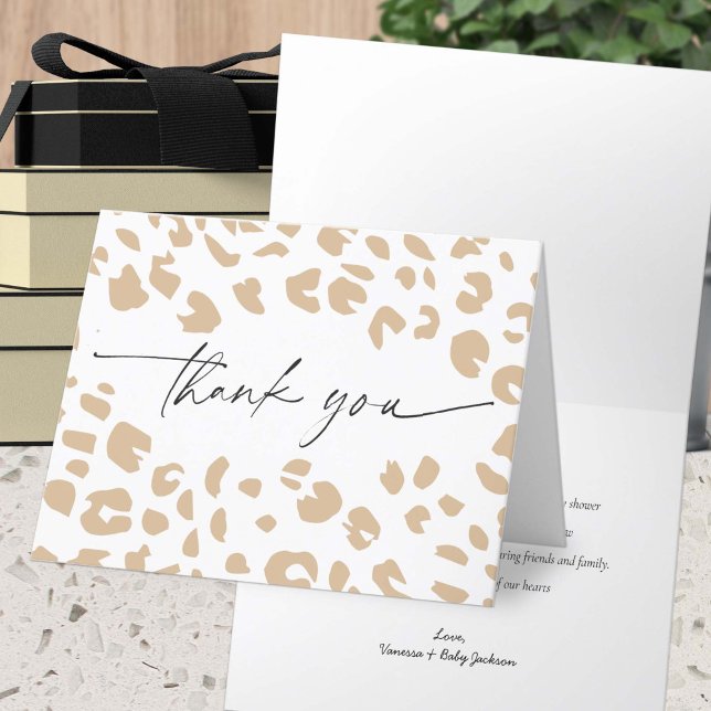 Carte De Remerciements Baby shower poster de animal Safari biologique mod (Safari Animal, Gender Neutral Baby Shower, Animal Print Simple modern thank you cards.)