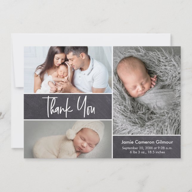 Carte De Remerciements Baby shower pour bébé multiphoto (Devant)
