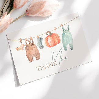 Carte De Remerciements Baby shower pour garçon de petite Citrouille