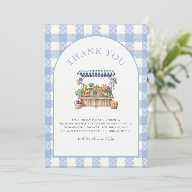 Carte De Remerciements Baby shower pour garçons cultivé localement (Debout devant)