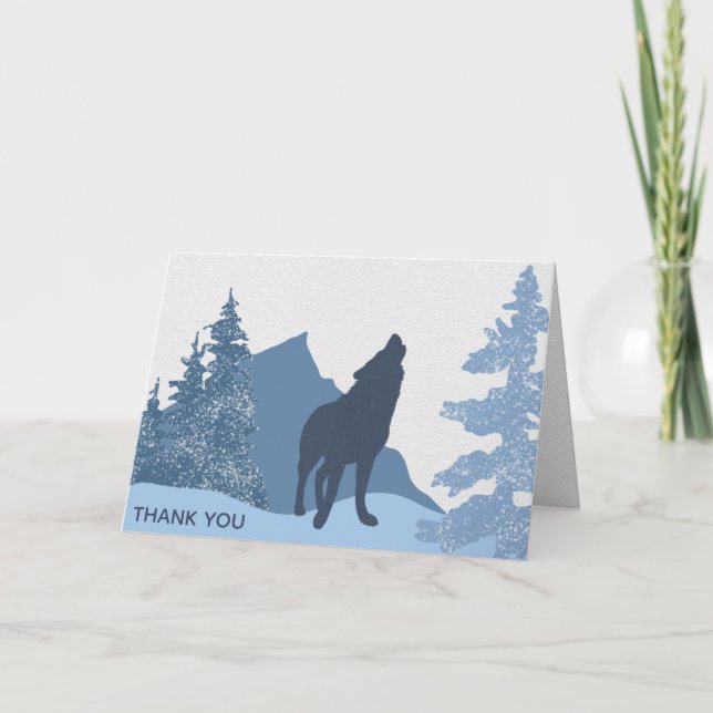 Carte De Remerciements Baby shower pour garçons de Wolf Mountain Forest (Devant)