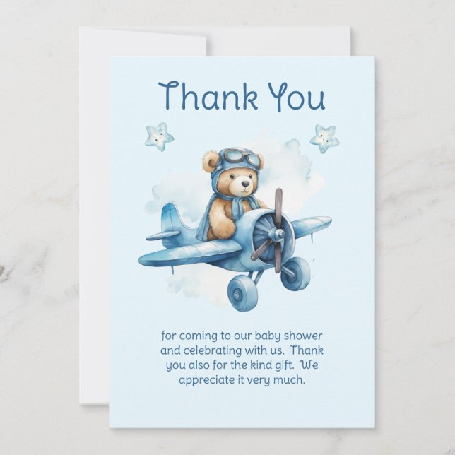 Carte De Remerciements Baby Shower pour un Petit Garçon Adorable (Devant)