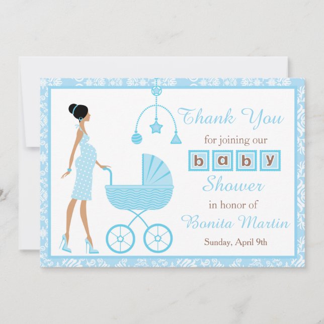 Carte De Remerciements Baby Shower pour une femme afro-américaine avec da (Devant)