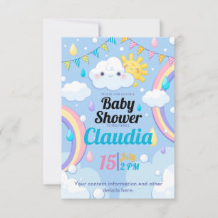 Carte De Remerciements Baby shower Rainbow