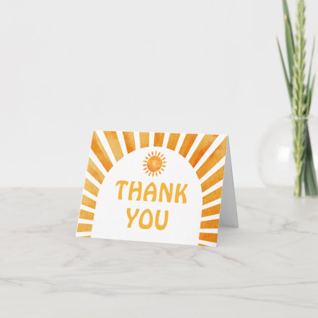 Carte De Remerciements Baby shower rétro de Bohême Sunshine message perso (Devant)